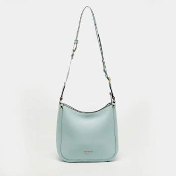 Pre Owned Kate Spade Roulette Medium Light Green Leather Messenger Bag 