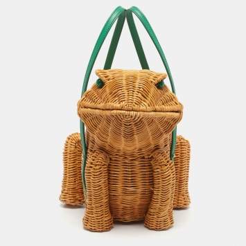 مملوكة مسبقًا Kate Spade Green/Natural Wicker Frog Bag