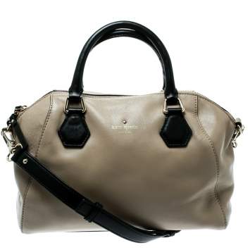 Pre Owned Kate Spade Beige/Black Leather Catherine Street Top Handle Bag
