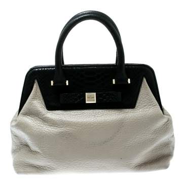 Pre Owned Kate Spade Cream/Black Leather Satchel