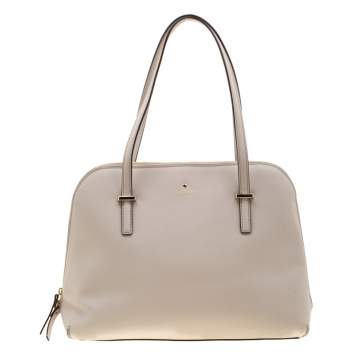 Pre Owned Kate Spade Light Beige Leather Maise Dome Satchel