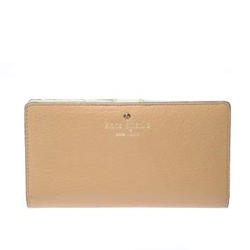 Pre Owned Kate Spade Cream Leather Flap Wallet