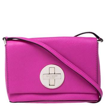 Pre Owned Kate Spade Hot Pink Leather Astor Court Flap Crossbody Bag