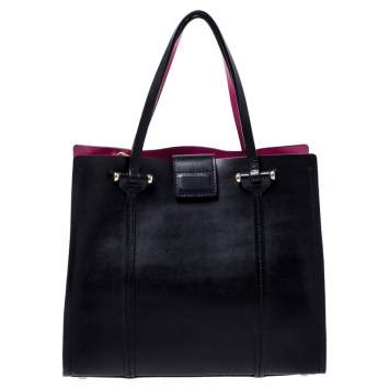Pre Owned Kate Spade Black/Pink Leather Annelle Arbour Hill Tote