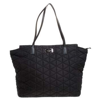 Pre Owned Kate Spade Black Quilted Nylon New Lightweight Tote 