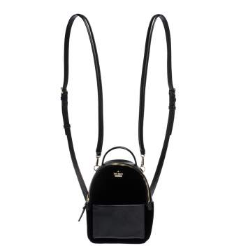 Pre Owned Kate Spade Black Velvet and Leather Mini Watson Lane Merry Backpack
