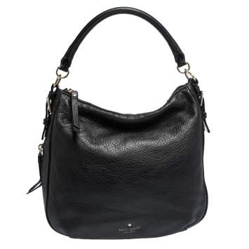 Pre Owned Kate Spade Black Leather Zip Hobo