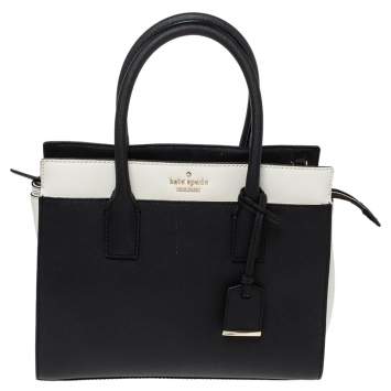Pre Owned Kate Spade Black/White Leather Cameron Street Candace Tote