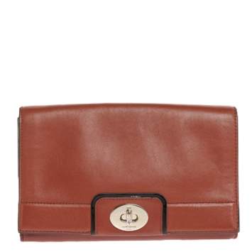 Pre Owned Kate Spade Brown Leather Flap Crossbody Bag