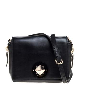 Pre Owned Kate Spade Black Leather Flap Crossbody Bag
