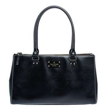 Pre Owned Kate Spade Black Leather Double Zip Tote