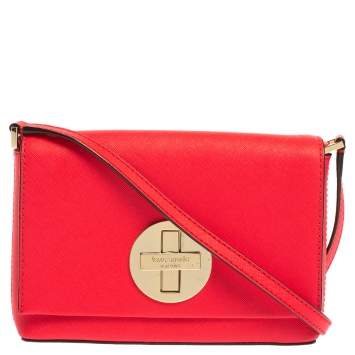 Pre Owned Kate Spade Magenta Leather Astor Court Flap Crossbody Bag