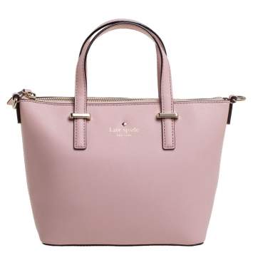 Pre Owned Kate Spade Blush Pink Leather Top Zip Tote