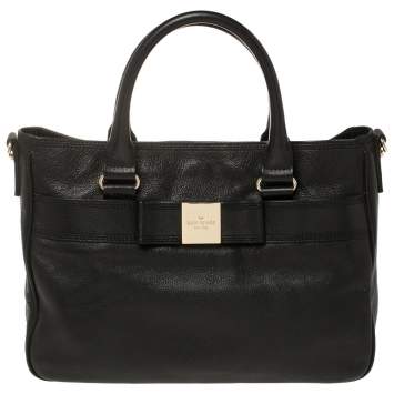 Pre Owned Kate Spade Black Leather Bow Tote