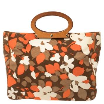 Pre Owned Kate Spade Multicolor Floral Canvas Ring Handle Tote