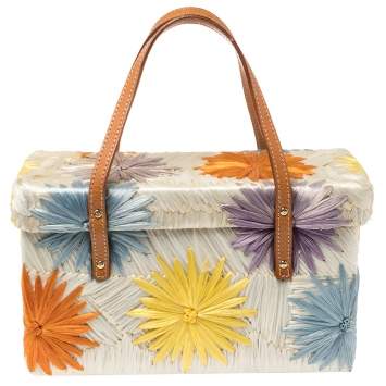 Pre Owned Kate Spade Multicolor Straw and Raffia Cabo Holiday Basket Bag