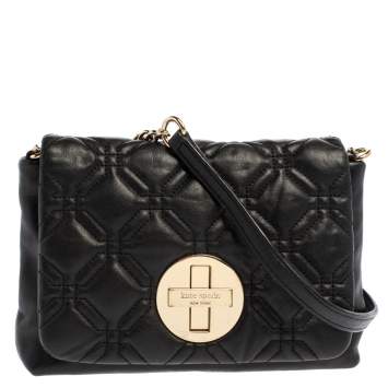Pre Owned Kate Spade Black Quilted Leather Astor Court Cynthia Shoulder Bag