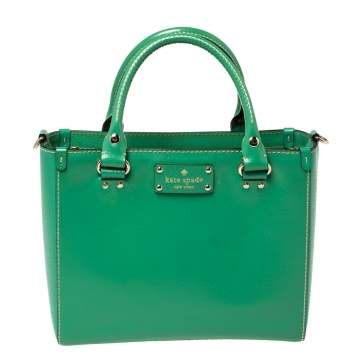 Pre Owned Kate Spade Green Leather Wellesley Quinn Tote 