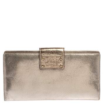 Pre Owned Kate Spade Gold Shimmer Leather Flap Clutch