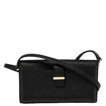 Pre Owned Kate Spade Black Leather Crossbody iPhone Case 