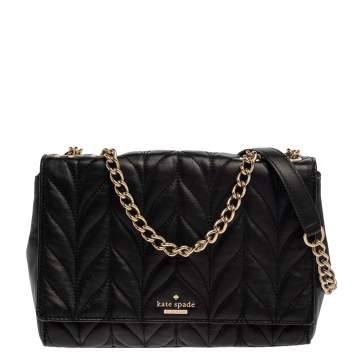 Pre Owned Kate Spade Black Quilted Leather Emelyn Shoulder Bag