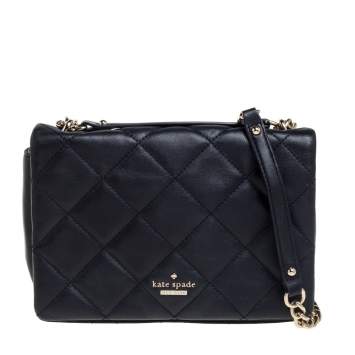 Pre Owned Kate Spade Black Quilted Leather Emerson Place Vivenna Shoulder Bag