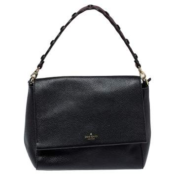 Pre Owned Kate Spade Black Leather Flap Satchel 