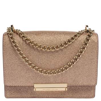 Pre Owned Kate Spade Rose Gold Glitter Burgess Court Shoulder Bag
