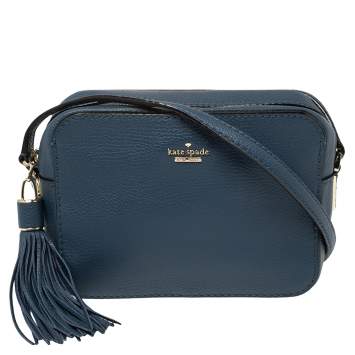 Pre Owned Kate Spade Blue Leather Kingston Drive Arla Crossbody Bag