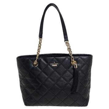 Pre Owned Kate Spade Black Quilted Leather Emerson Place Phoebe Tote