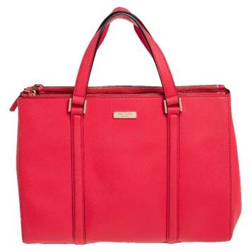 Pre Owned Kate Spade Coral Red Leather Newbury Lane Briar Tote