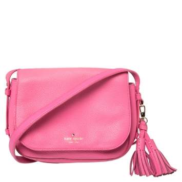 Pre Owned Kate Spade Pink Leather Flap Crossbody Bag