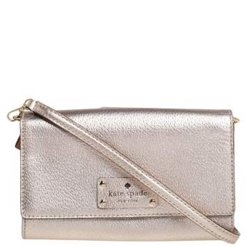 Pre Owned Kate Spade Gold Leather Crossbody Bag