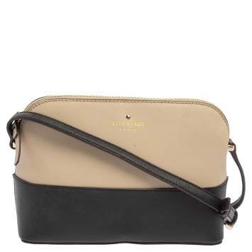 Pre Owned Kate Spade Black/Beige Leather New York Cedar Street Mandy Crossbody Bag