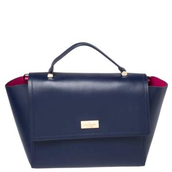 Pre Owned Kate Spade Blue Leather Brynlee Top Handled Bag