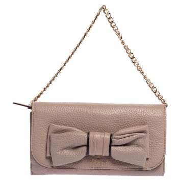 Pre Owned Kate Spade Pale Pink Leather Milou Chain Wallet