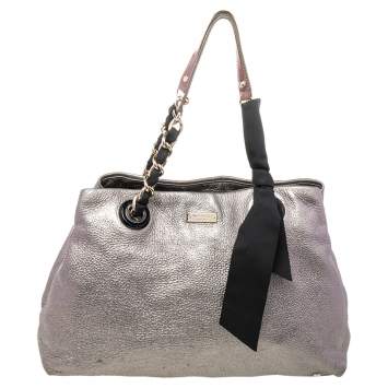 Pre Owned Kate Spade Silver Leather Shoulder Bag
