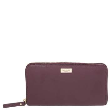 Pre Owned Kate Spade Burgundy Leather Neda Zip Around Wallet