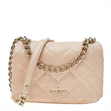 Pre Owned Kate Spade Beige Quilted Leather Mini Emerson Place Vivenna Shoulder Bag