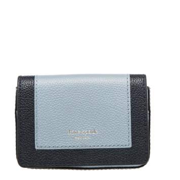 Pre Owned Kate Spade Two Tone Blue Leather Margaux Card Case