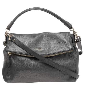 مملوكة مسبقًا Kate Spade Metallic Grey Leather Flap Shoulder Bag