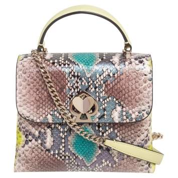 Pre Owned Kate Spade Multicolor Snakeskin Embossed Leather Nicola Twistlock Top Handle Bag