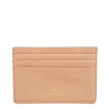 Pre Owned Kate Spade Beige/Green Leather Card Holder  