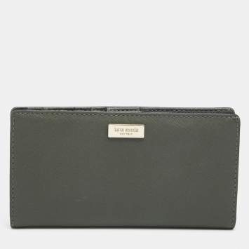 Pre Owned Kate Spade Moss Green Saffiano Leather Spencer Bifold Wallet