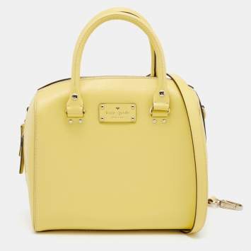 Pre Owned Kate Spade Yellow Leather Wellesley Alessa Satchel