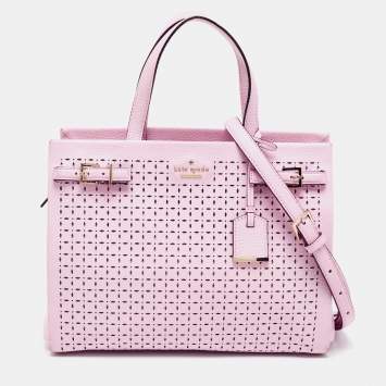 Pre Owned Kate Spade Light Pink Laser Cut Leather Milton Lane Lanie Tote