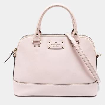 Pre Owned Kate Spade Light Beige Leather Wellesley Rachelle Satchel