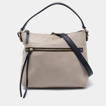 Pre Owned Kate Spade Grey/Black Leather Top Handle Bag
