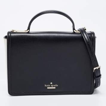 Pre Owned Kate Spade Black/Off White Leather Patterson Drive Medium Maisie Shoulder Bag