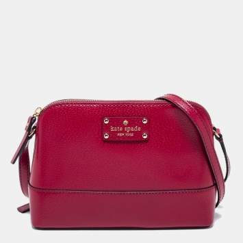 Pre Owned Kate spade Dark Pink Leather Wellesley Hanna Crossbody Bag